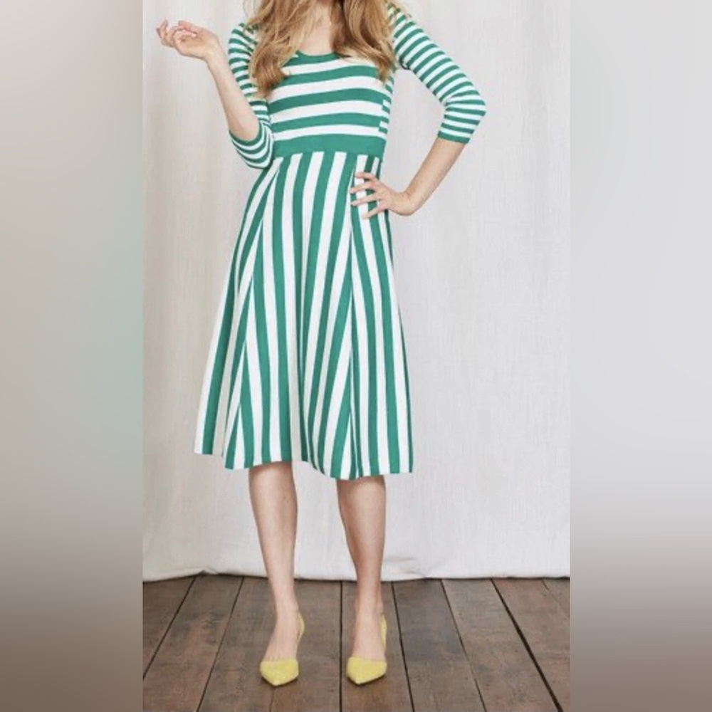 Boden Julia Knitted Striped A-Line Midi Dress size 6